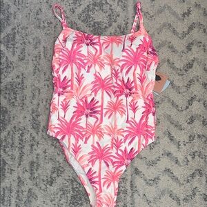 Shade & Shore Women’s Size XL/16 Pink and White Tropical One Piece  Swimsuit-New